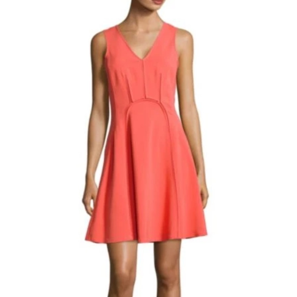 Rebecca Taylor fit flare melon peach exquisitely‎ seamed dress EUC 6 seen on TV
